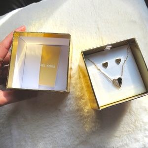 MICHAEL KORS  gold heart necklace & earring set